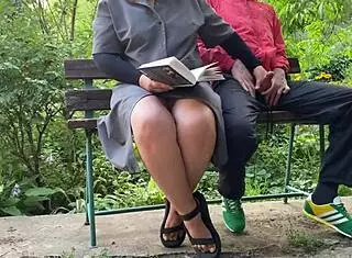 my stepmom's huge saggy natural tits flash outdoors as curvy bbw preps me for exam