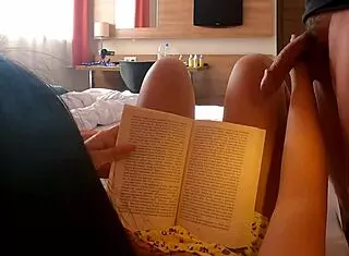 Curvy busty beauty with huge tits and ass massages guy's throbbing cock teasing out dripping precum slowly