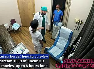 genesis spreads shaved pussy for first humiliating gyno exam closeup