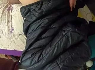 face fuck doggystyle cum on downjacket liner for husband lick