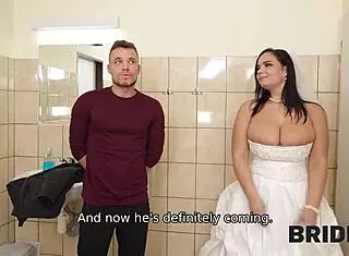 stranger fucks chubby bride in locked wedding toilet!