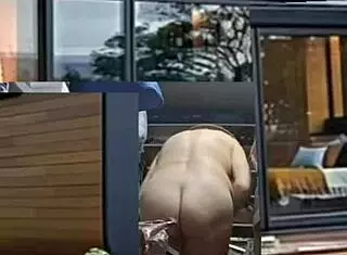 Amateur crossdresser barefoot feet tease in homemade retro update