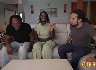 Thick ebony wife rides BBC to punish hubby's anniversary fail