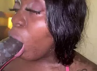 pretty fat ebony bbw slurps handjobs my huge ghetto cock closeup homemade