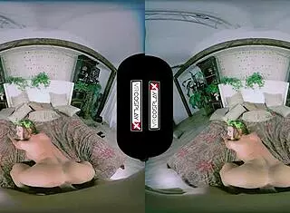 poison ivy cosplay vr features stunning redhead in garage getting smashed hard