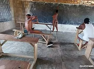 horny african ebony with hairy pussy creampied outdoors by monster cock