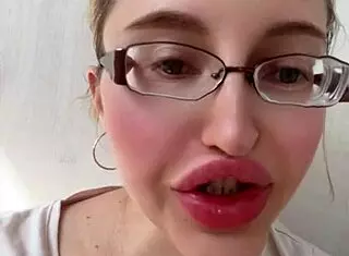 russian blonde glasses long hair huge