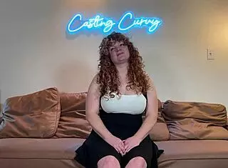 In this casting, curvy busty redhead nurse rides big cock, squirts in pov interview at hospital