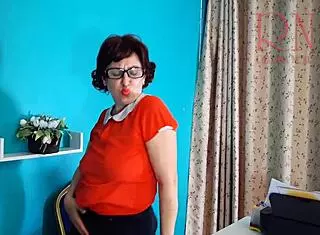 horny french secretary flashes wet pussy under office desk