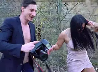 Maria the curvy German teen tricked into outdoor Berlin fuck by monster cock at casting gig?