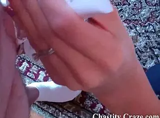 surprised by chastity lock while napping? femdom toy bondage awaits!