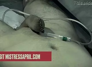Mistress April, punish this patient's cock with your medical torment now!