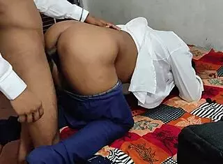 Desi Milf Bhabhi Bent Over for Dewarji's Hard Doggystyle Creampie Pounding