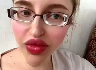 russian blonde glasses long hair huge