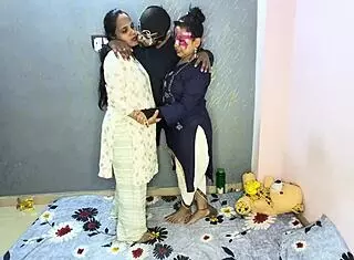 desi mother-daughter duo rims and creampies in exclusive indian threesome
