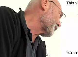 blonde teen jerks and sucks grandpa's old cock