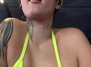 tanned african babe trains in tiny thong bikini at copacabana beach gym pussy dripping wet from arousal