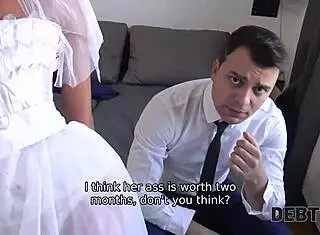 loan guy fucks desperate blonde bride pov to clear her debt... so risky!