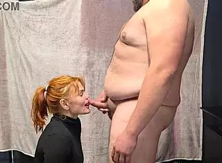 chubby dude's belly kissed by redhead then sloppy blowjob facial cumshot 😘💦🍆