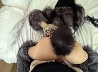 furry foxy fucks fur coat foxtail anal plug roleplay