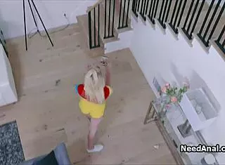 blonde teen ass stuffed with huge dildo first