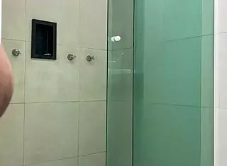 young guy fucks me doggy in the shower