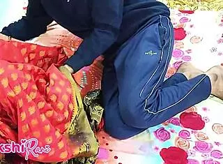 Indian bhabi sakshi's hot saree pussy pounding with dirty talk creampie