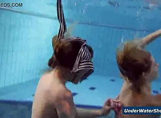 hey girls gettin horny strippin each other in the pool 😏💦