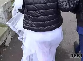 loan guy fucks desperate blonde bride pov to clear her debt... so risky!