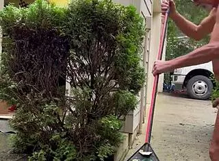 Hey, check out nakedman15 tending his garden completely naked!