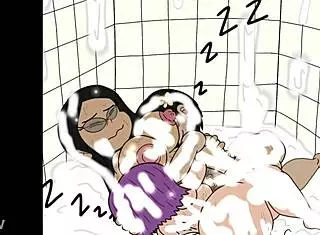 Futanari Anal Trio Cumshot in Steamy Bathroom Bliss