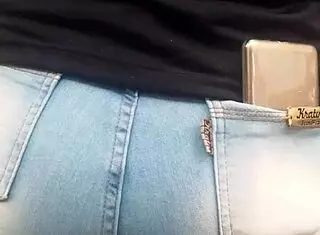 SPYING Juicy Brunette ASS in Tight Jeans at SHOP!