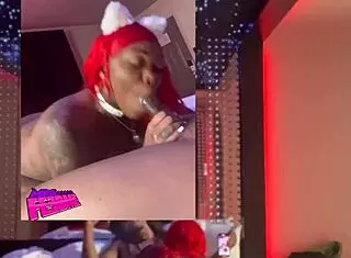 ebony deepthroats big black cock sloppy till ceiling stars facial!