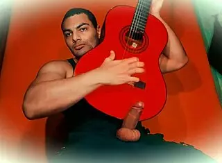 sexy caballero strokes 18cm cock guitar till explosion! 🔥🎸💦