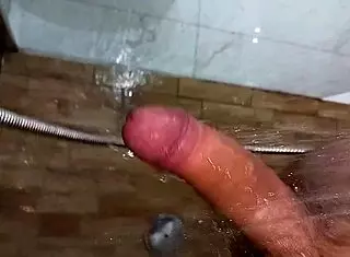 at stepmom's house i jerked huge cock risky cum in shower