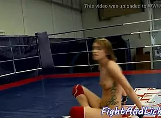 Tattooed amateur lezzies wrestle scissoring wet pussies hard