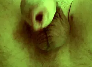 uncut tattooed cock erupts handsfree from anal prolapse fisting