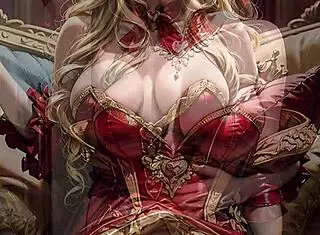 Ai Generated Blonde Queen Of Hearts Flashes Pussy Dress