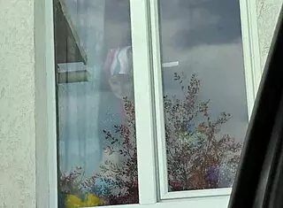 hey taxi driver check this naked milf in stockings no panties washing windows voyeur style