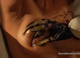 bound curvy slave moans wildly orgasming under femdom mistress's tongue domination