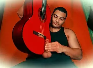 sexy caballero strokes 18cm cock guitar till explosion! 🔥🎸💦