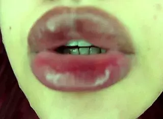 close up tongue dives deep into wet pussy lips clit