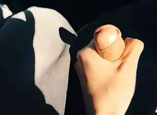 stepsis grabs my huge cock jerking it hard while i drive pov closeup