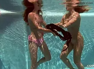 serbian and russian lesbos tease in underwater bath scene