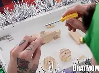 mrs claus cherry kiss eases loneliness by kissing and fucking ethan seeks at christmas