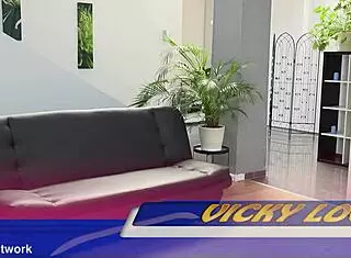 Vicky Love Twerks Puffy Pussy Lips In Miniskirt Dildo Play With Heels