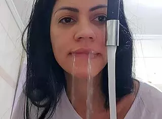 latina maid washes dishes with huge tits out begging for monster cock massage