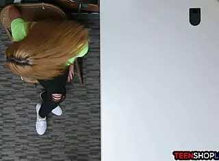 Teen shoplifter bends over for security guard's doggystyle pounding!