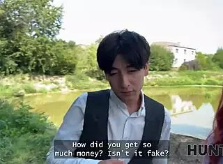 hunt4k. redhead whore flashes natural tits cheating publicly on boyfriend