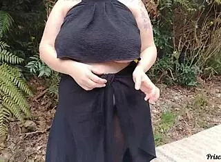 Priscila Novinha See-Through Skirt No Panties Flashing Big Tits Streets